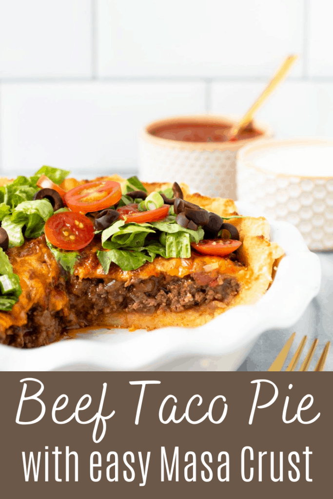 Beef taco pie with with taco fixings on top