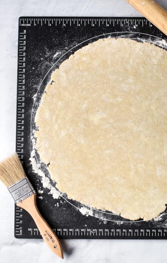 Pie dough rolled out.