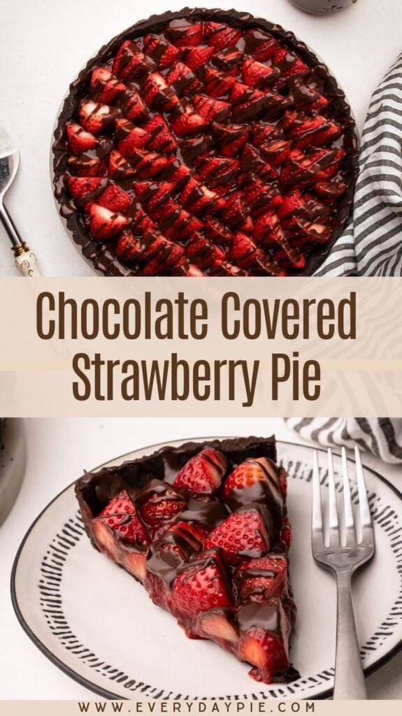 A whole chocolate covered strawberry pie.