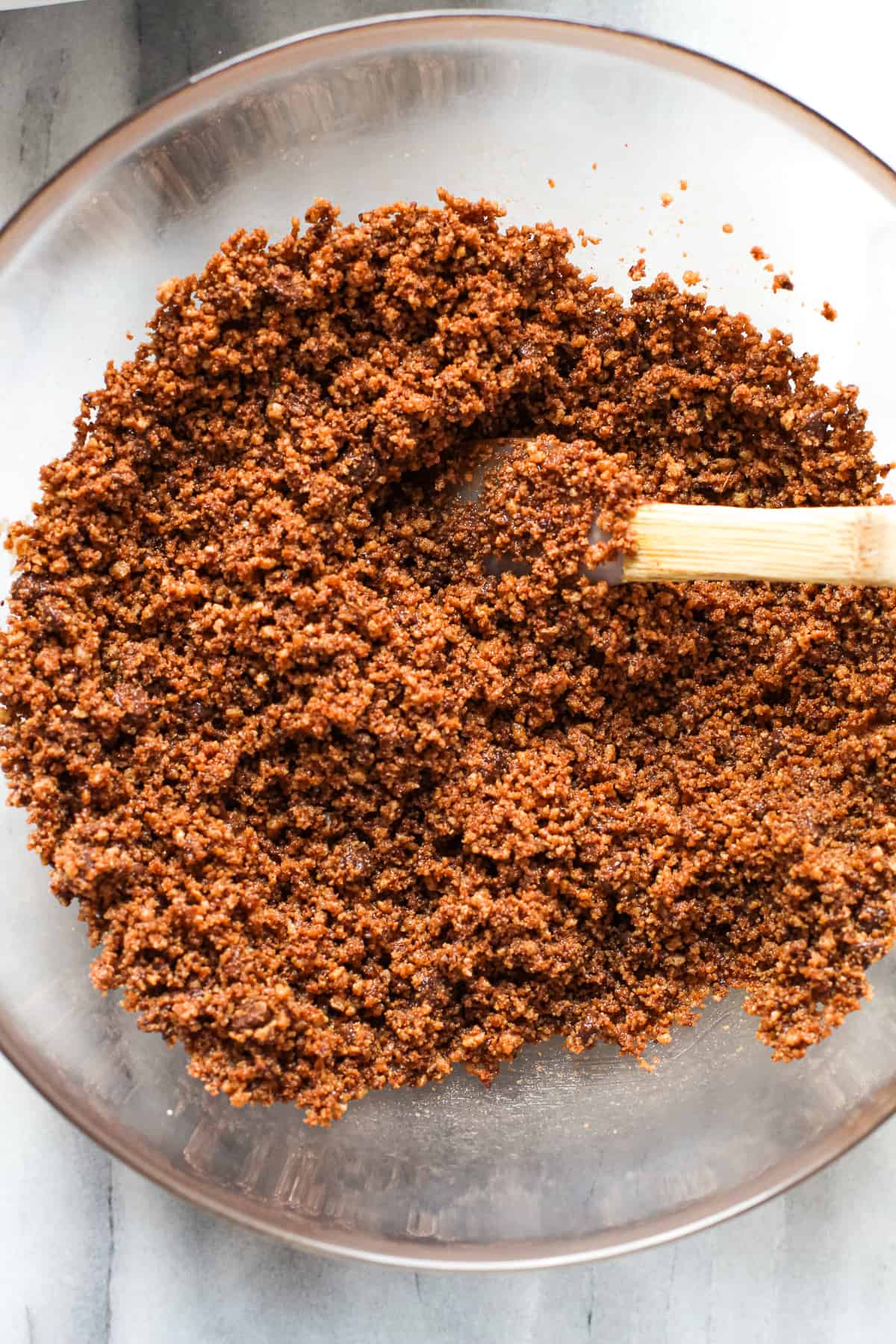 Cookie crumbs in a bowl