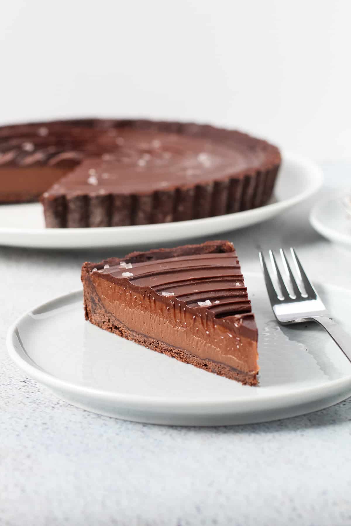 A slice of milk chocolate pie