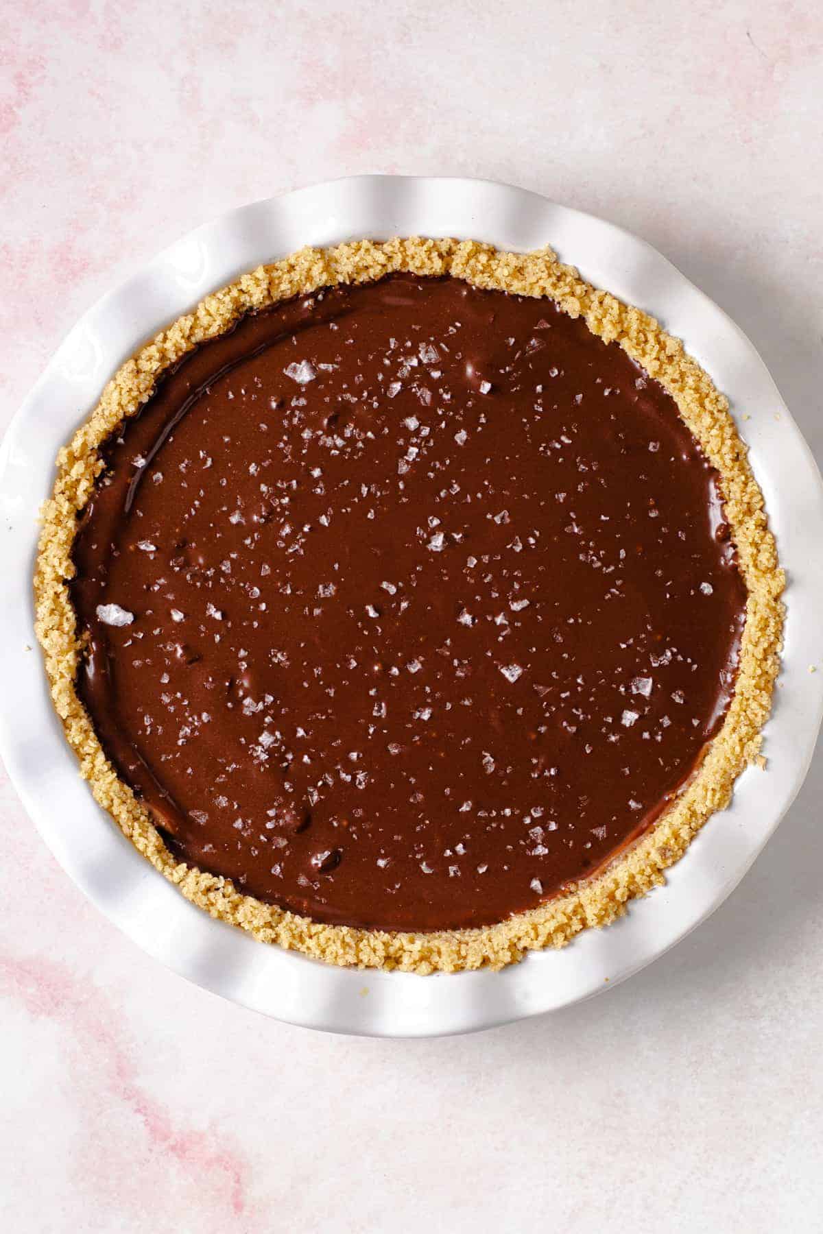 A nutella pie with sea salt on top.