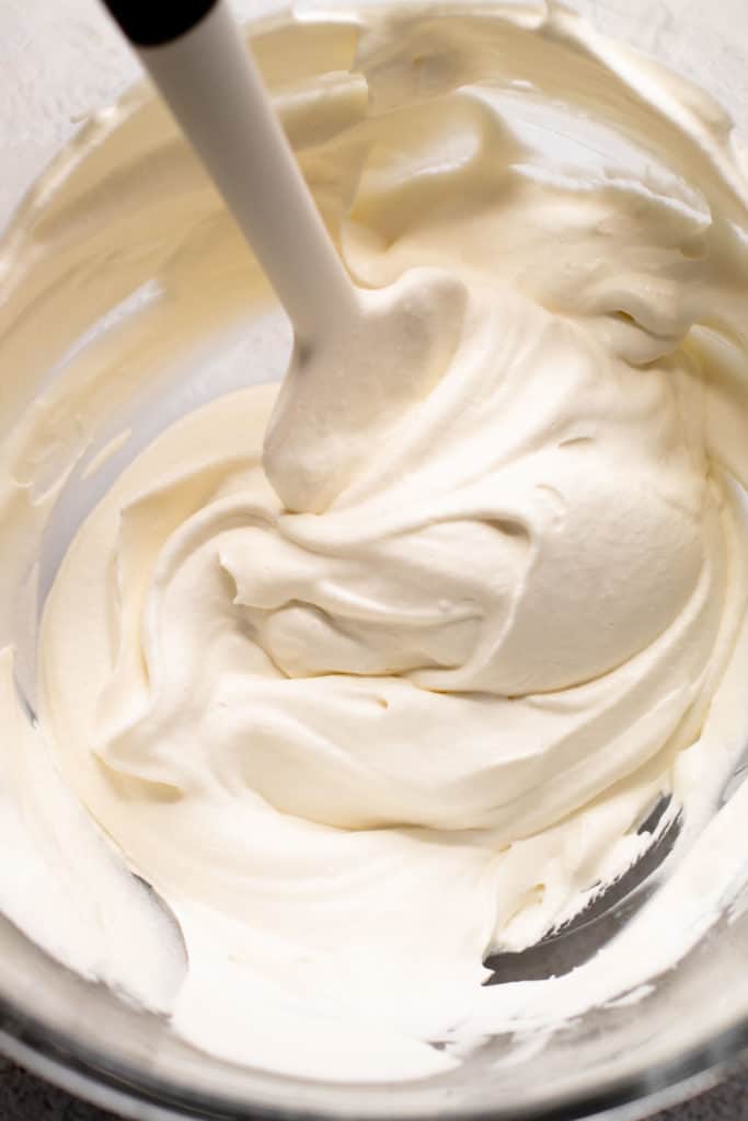 Smooth Whipped Cream in a bowl.