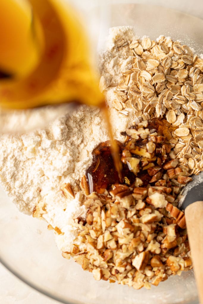 The ingredients for an apple crisp topping.
