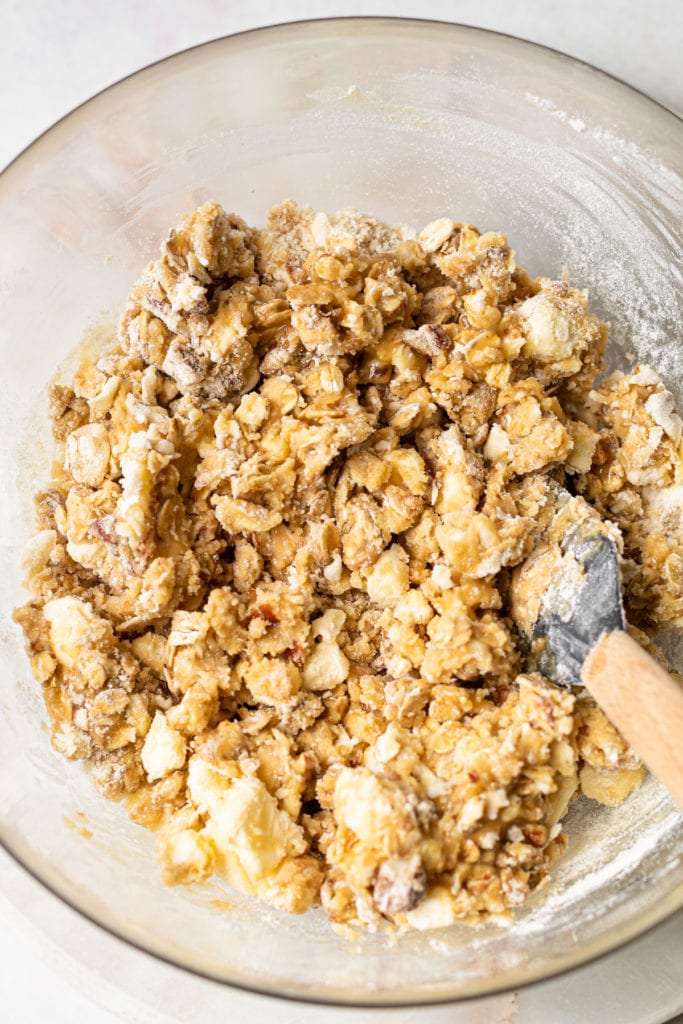 A crisp topping made from maple syrup, oats and pecans.