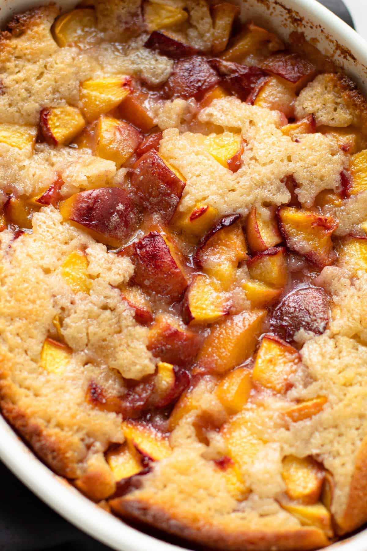 Homemade peach cobbler.