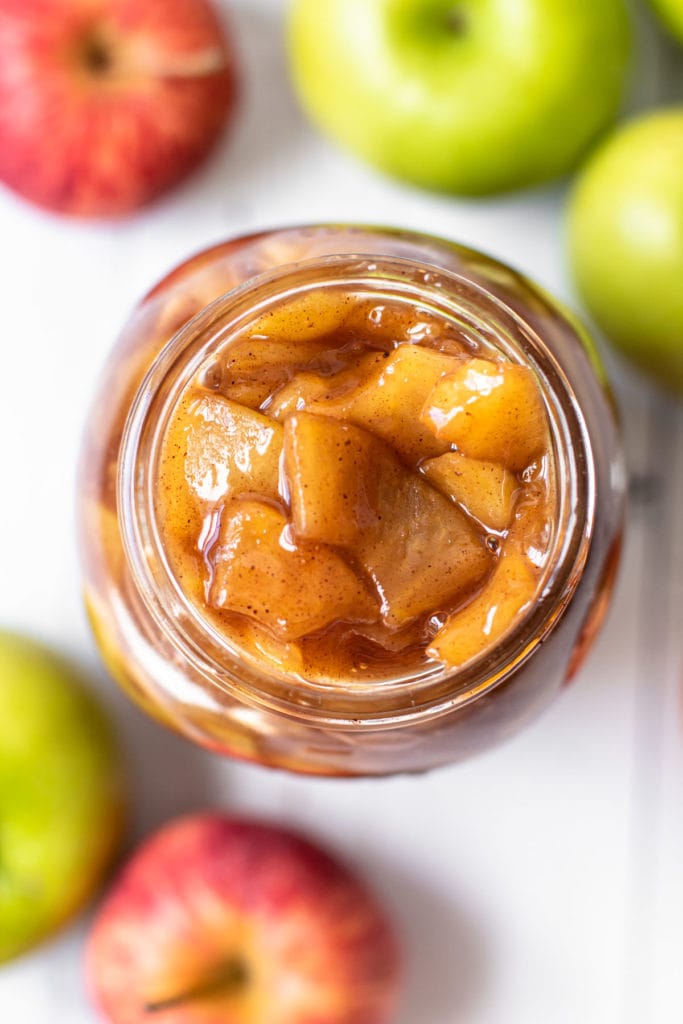 A jar of apple pie filling.