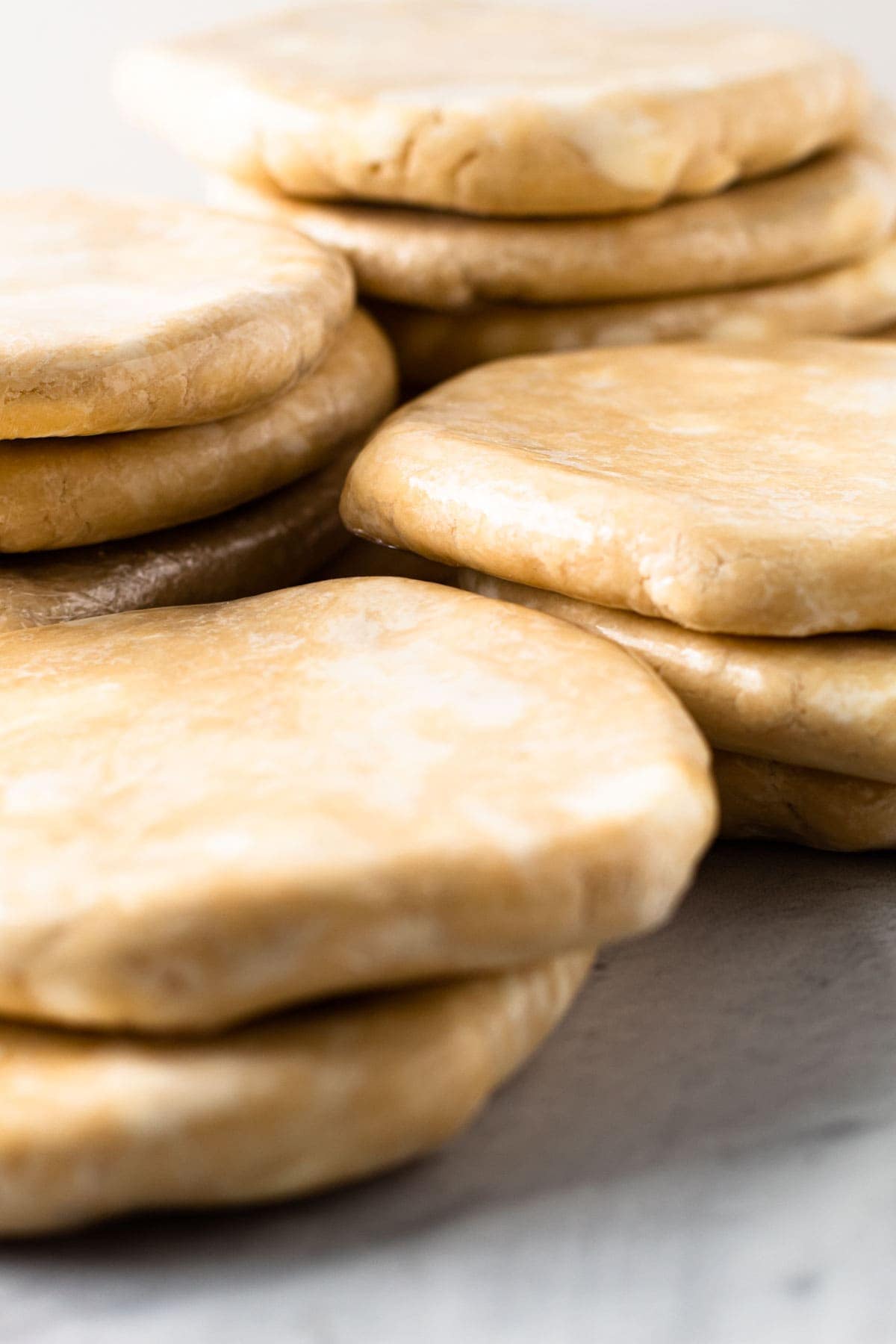 Butter pie dough stacked together.