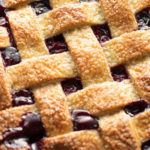 A lattice pie crust.