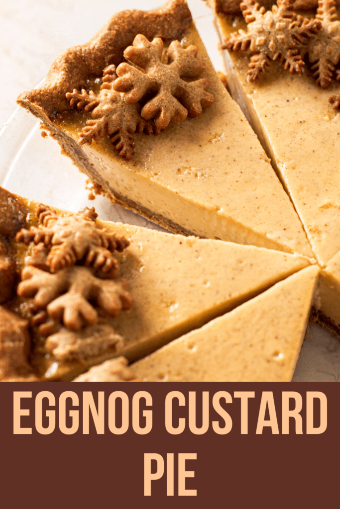 Slices of eggnog custard pie.