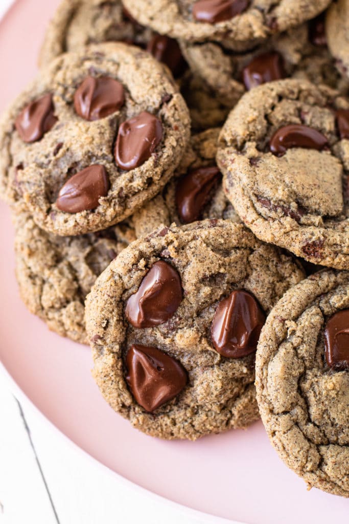 Oat Flour and Buckwheat Chocolate Chip Cookies on a plate.