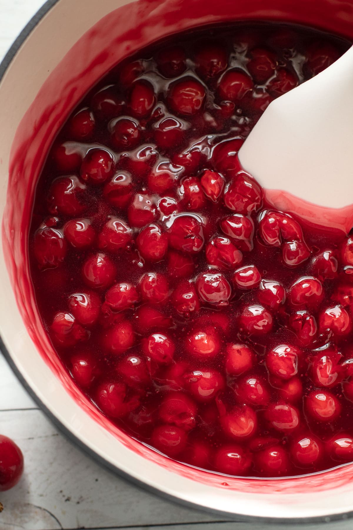 Cooked cherry pie filling.