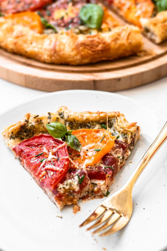 An heirloom tomato galette.