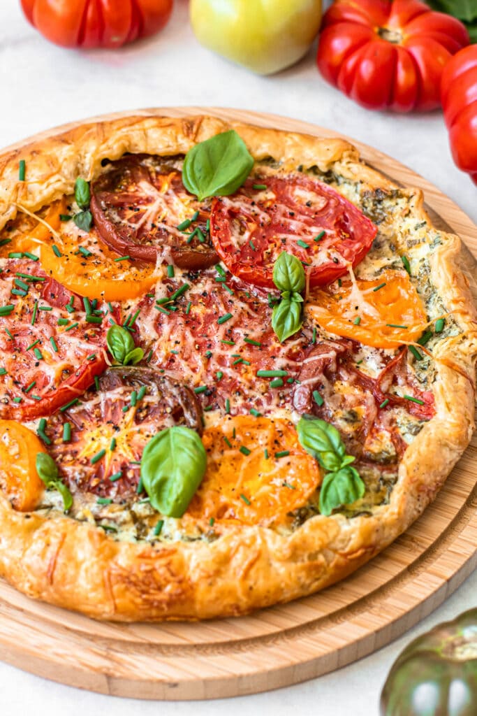 An heirloom tomato galette.