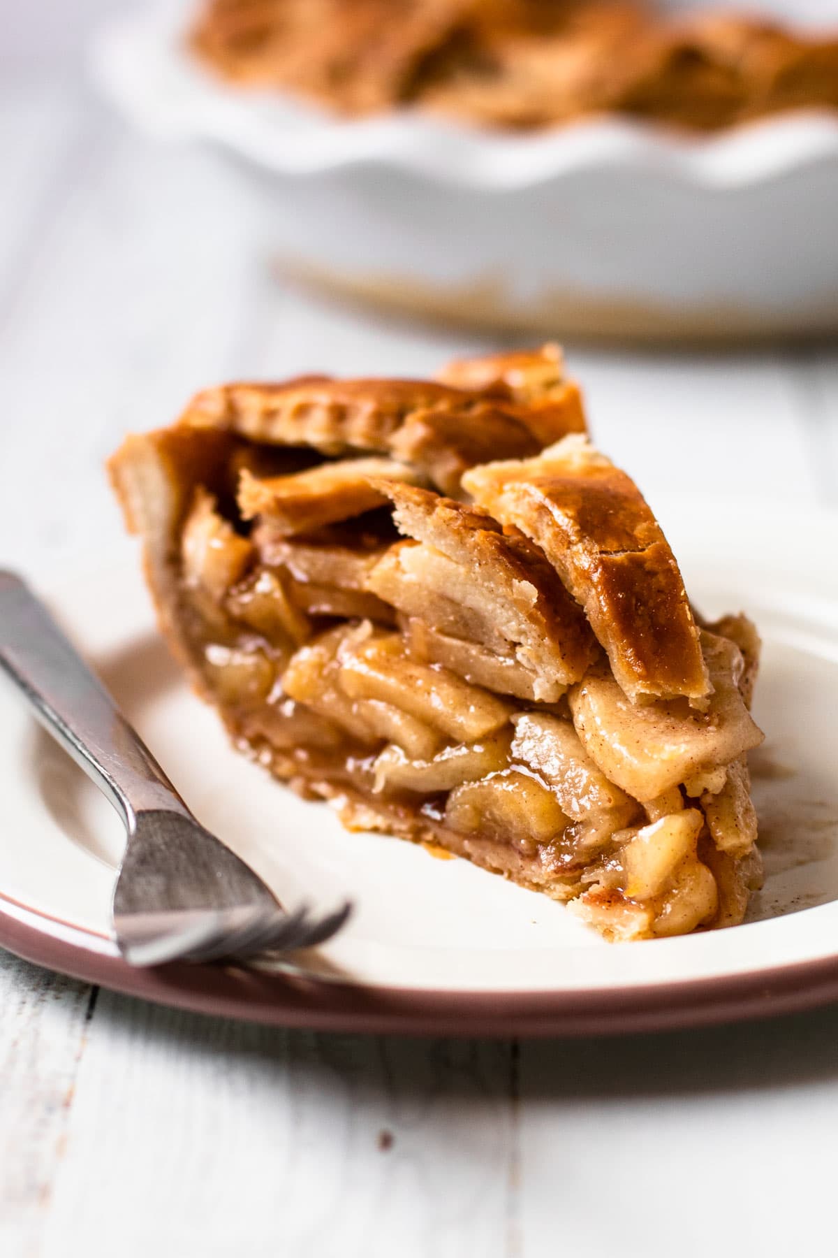 A slice of gluten-free apple pie.