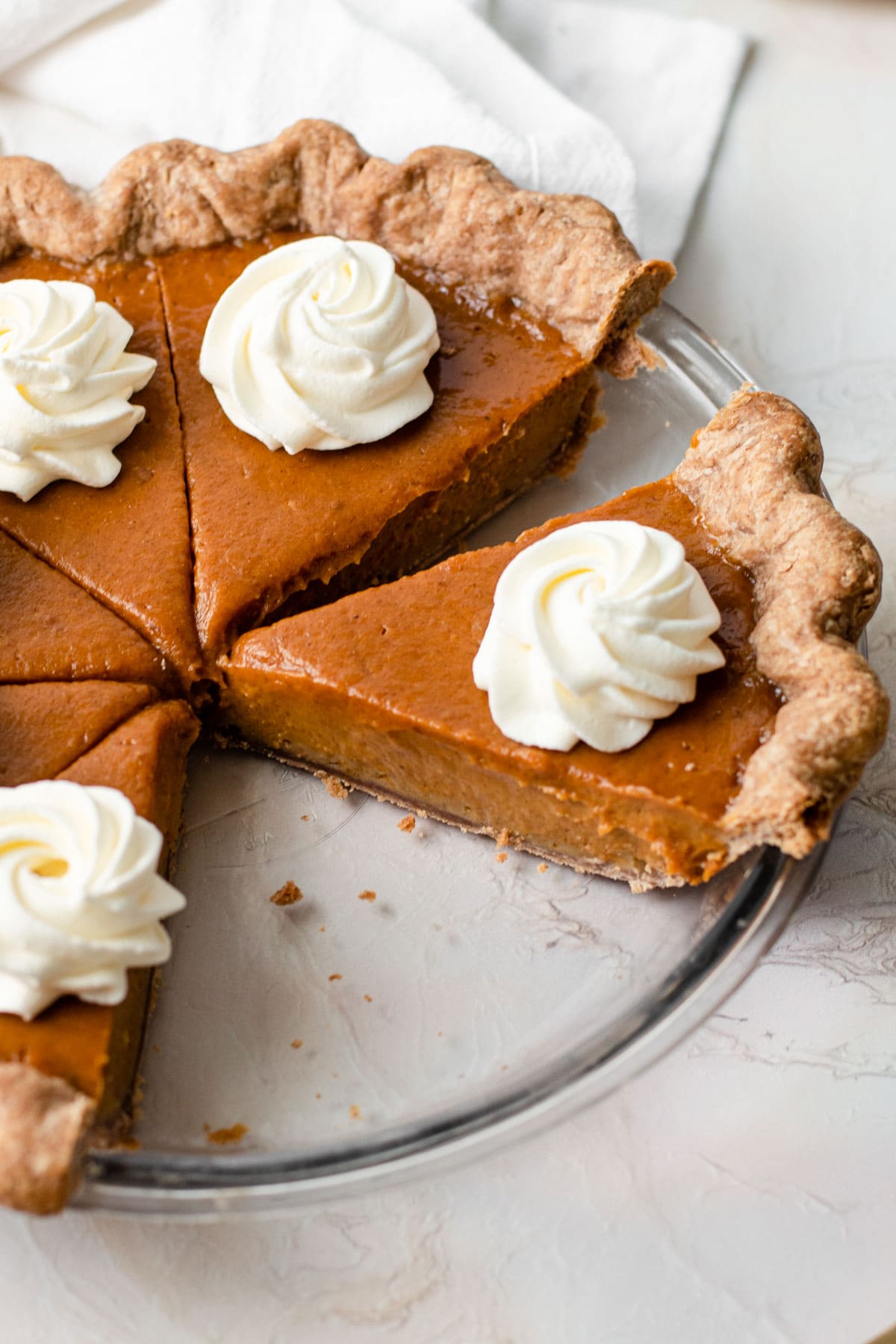 A slice of pumpkin pie.