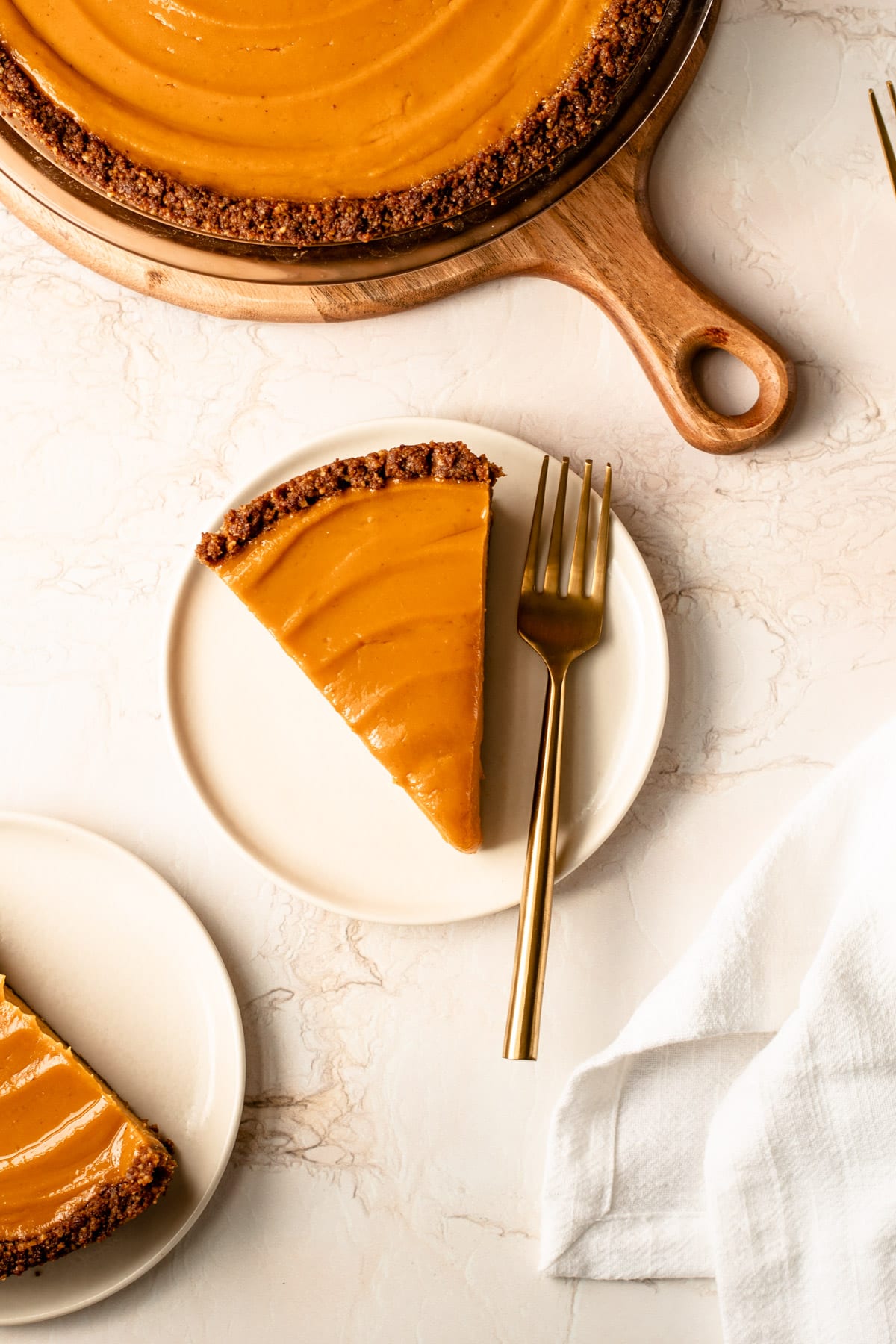 Slices of sweet potato pie on a plate.