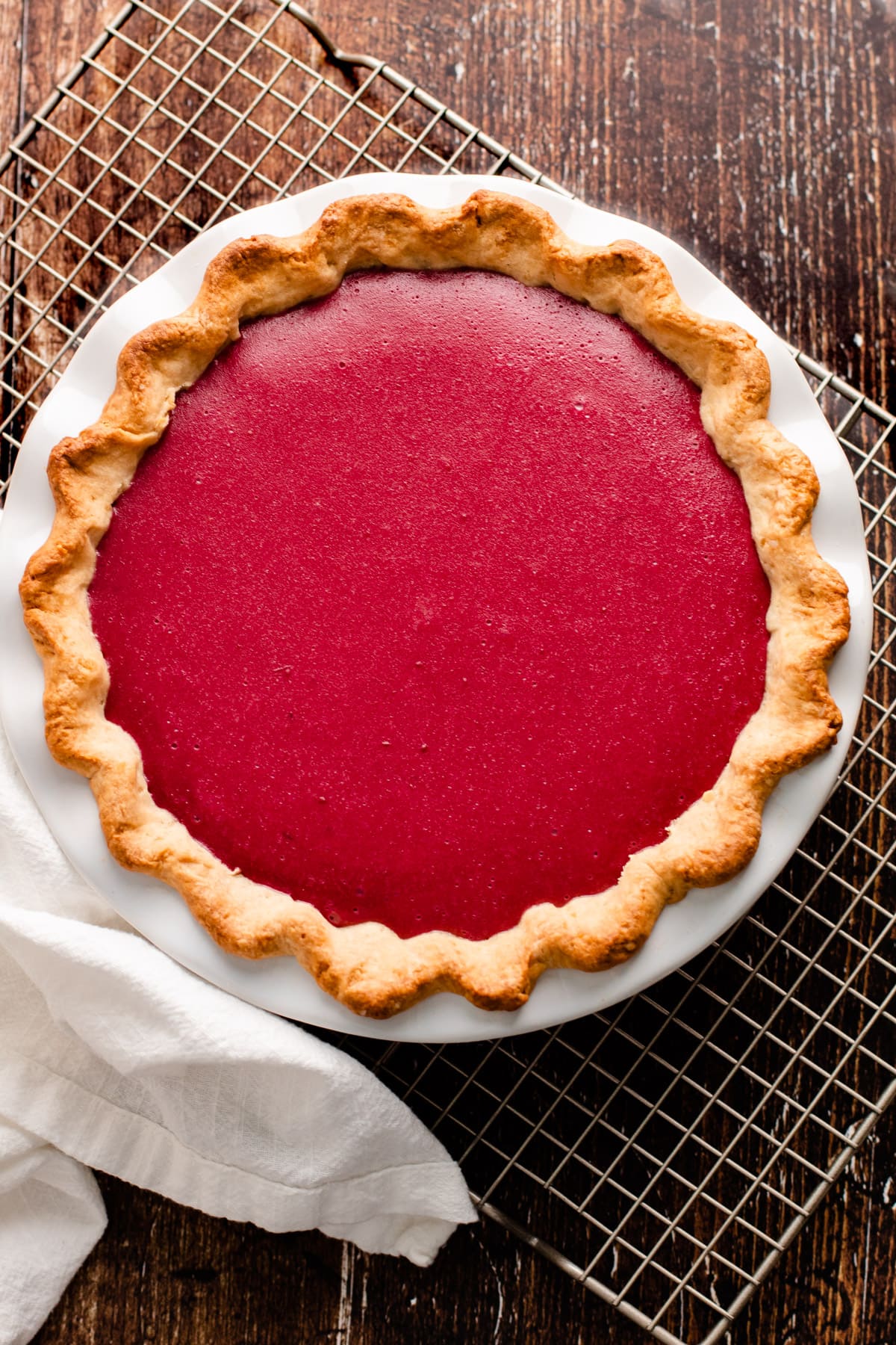 A cranberry custard pie.