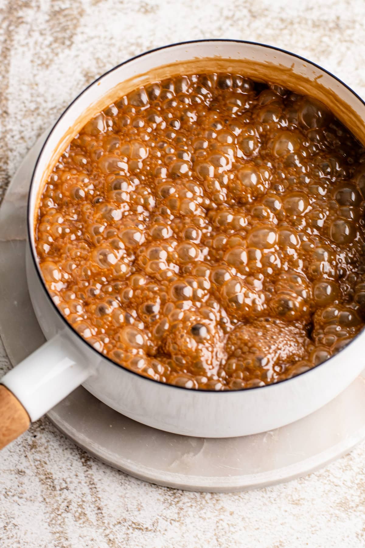 Boiling butterscotch.