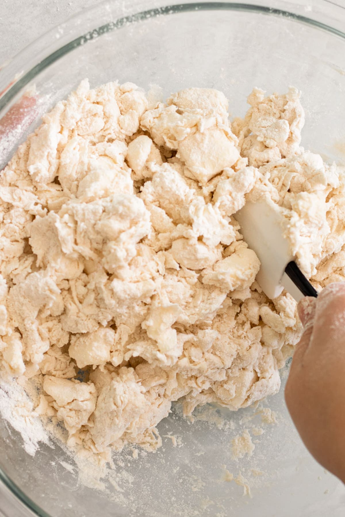 Pie crust ingredients in a bowl.