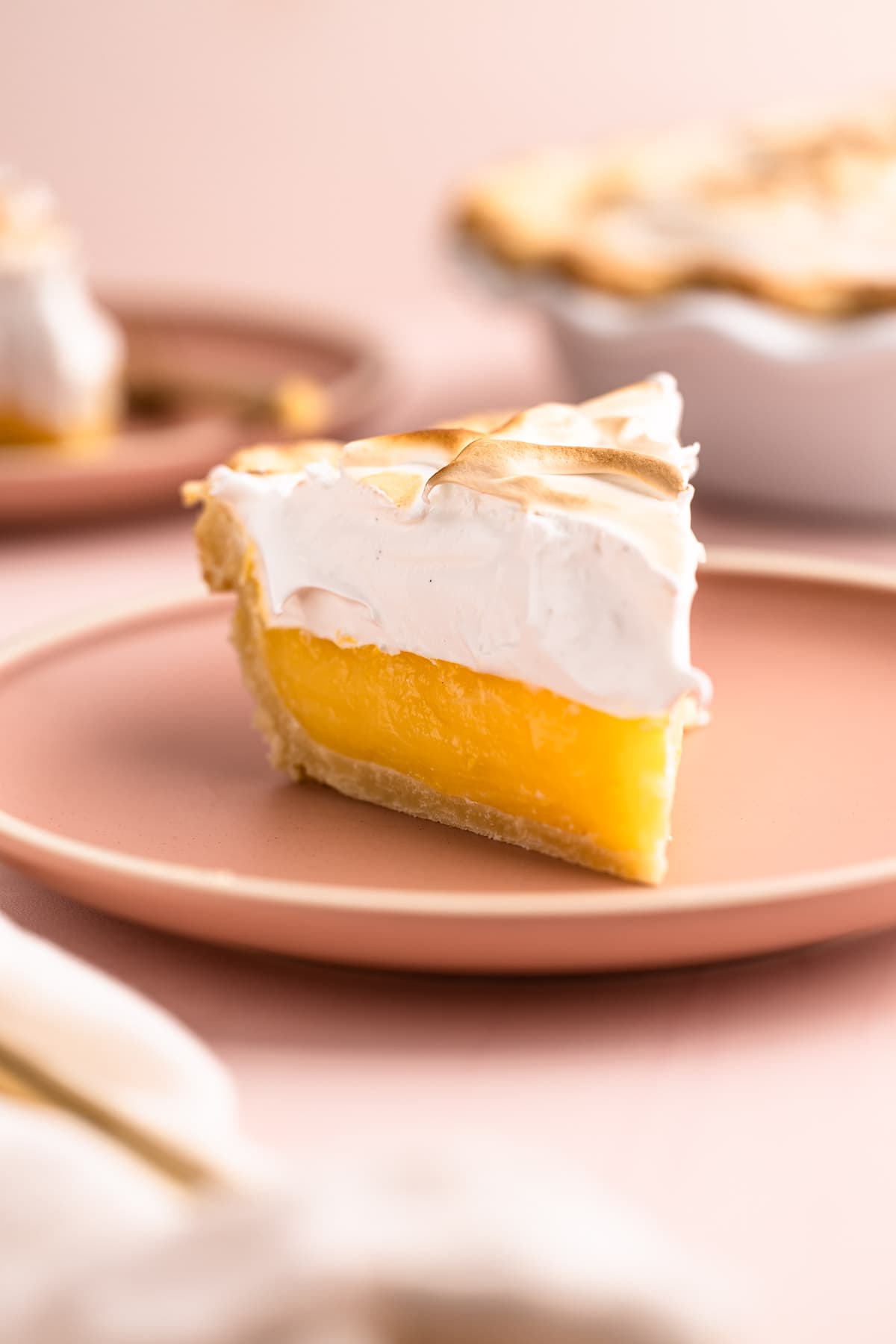 A slice of lemon meringue pie.