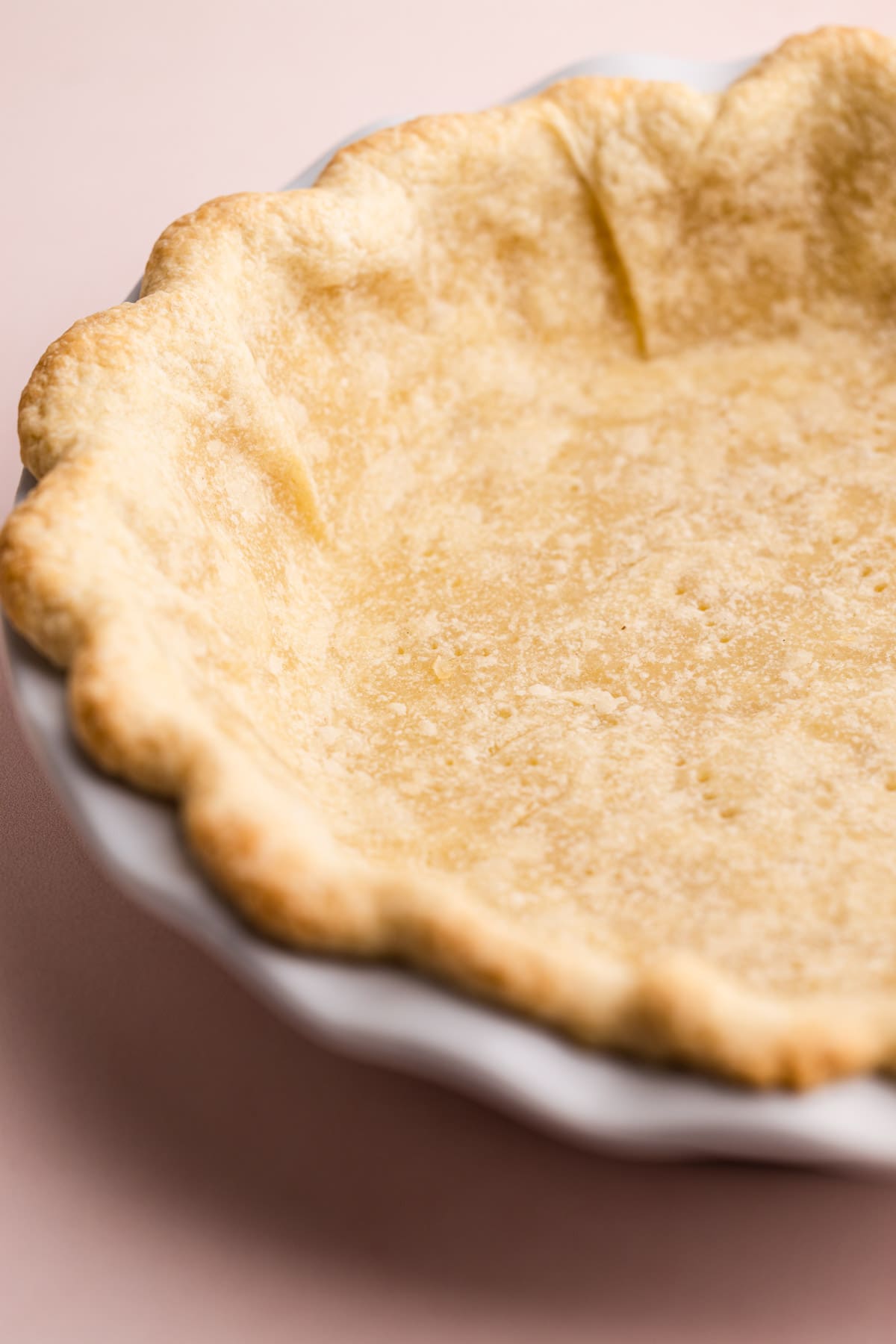 A fully baked pie crust.