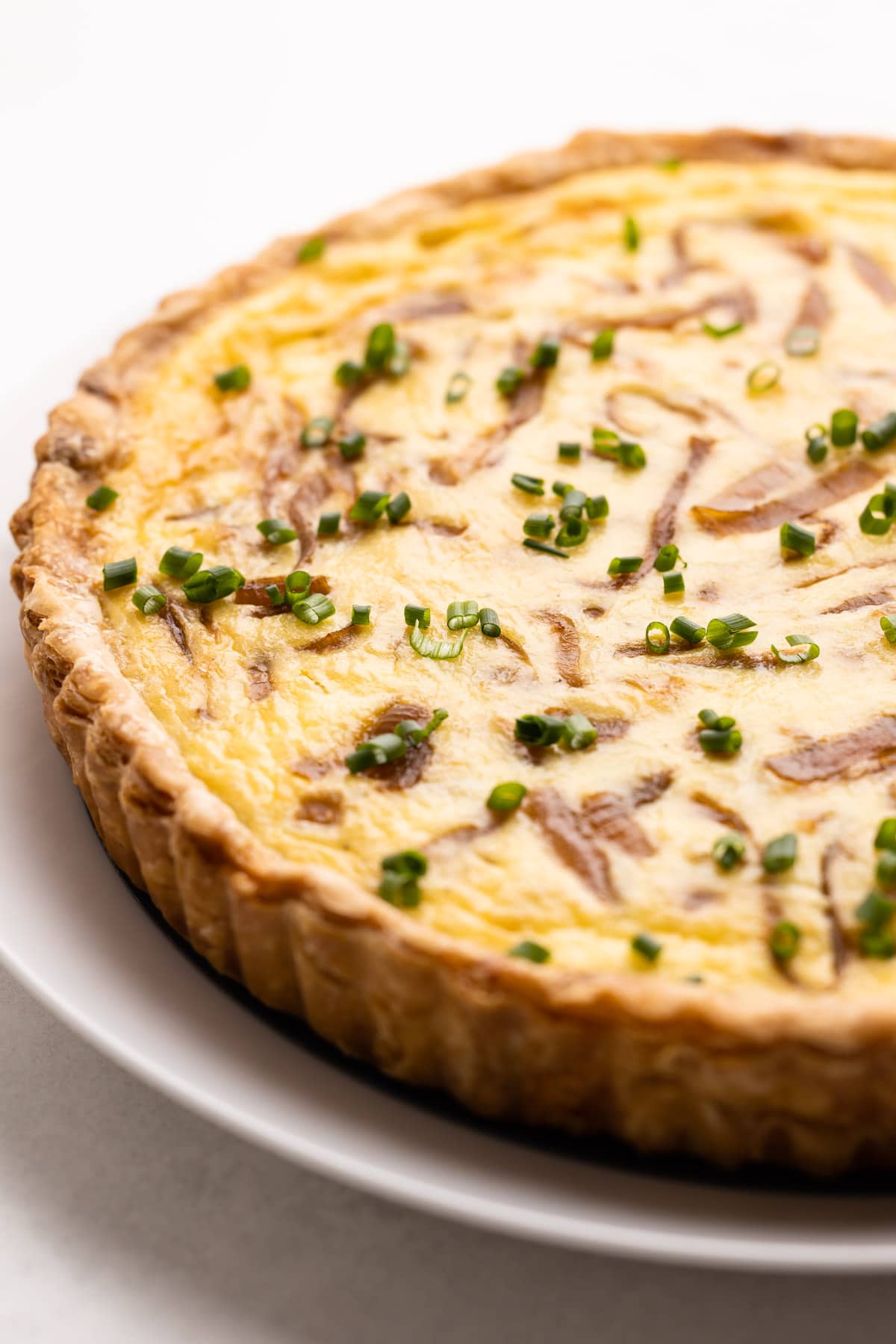 A caramelized onion quiche.