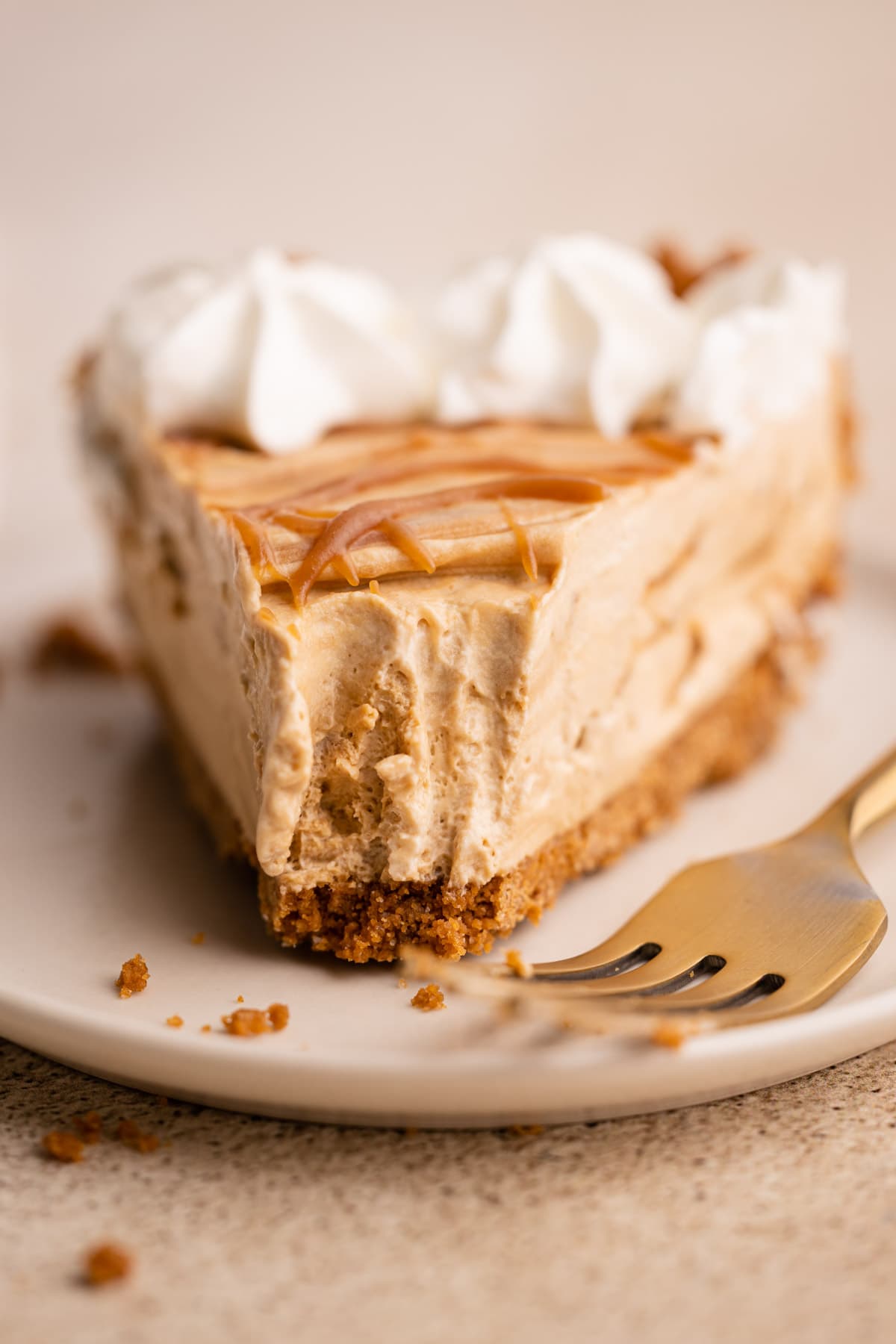 A slice of caramel macchiato pie.