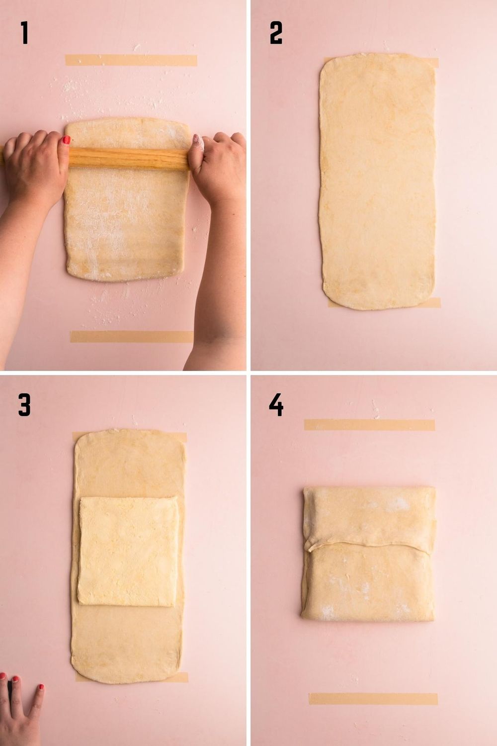 Numbered steps to make puff pastry.