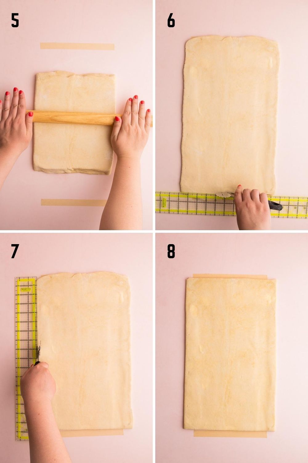 Numbered steps to make puff pastry.