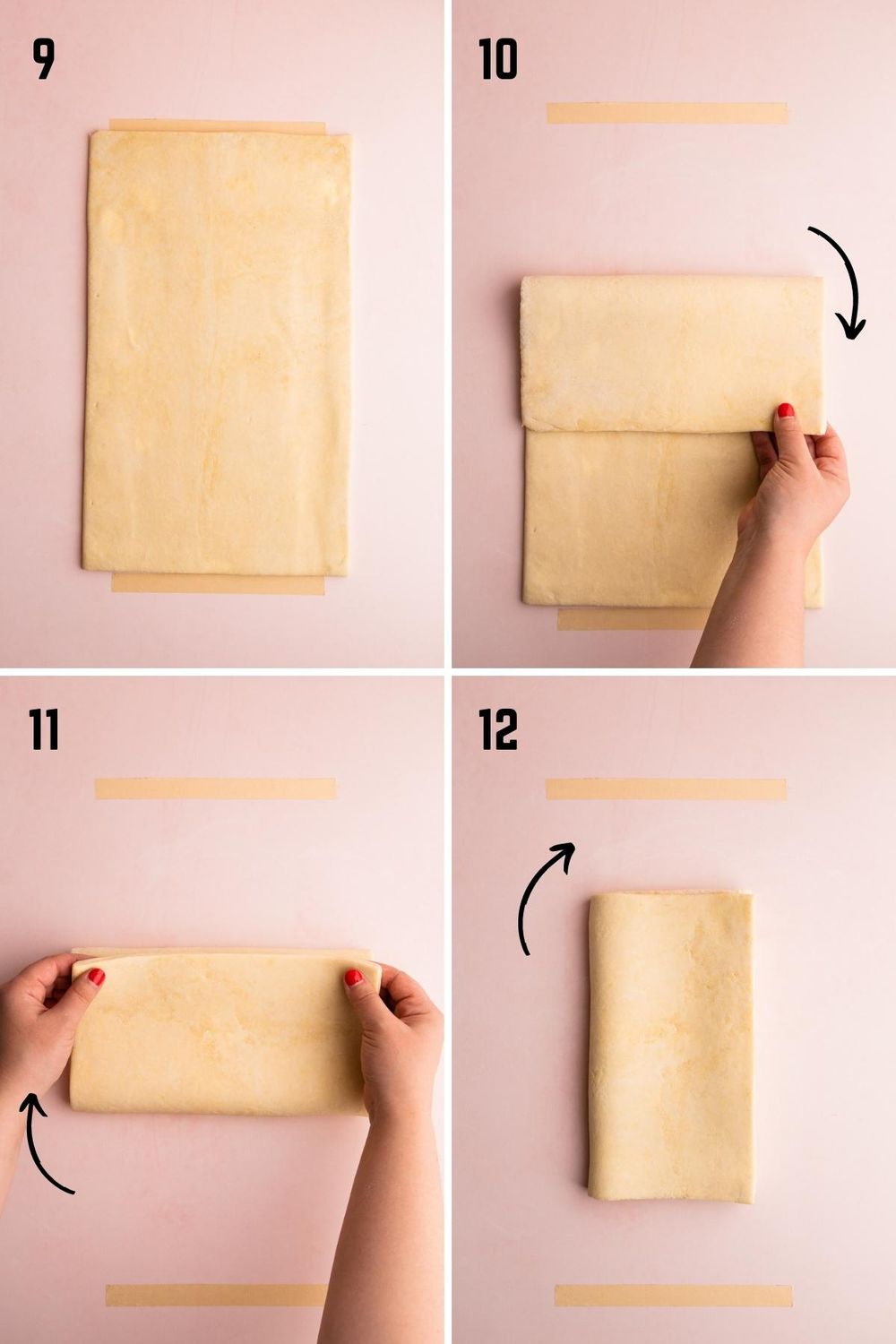 Numbered steps to make puff pastry.