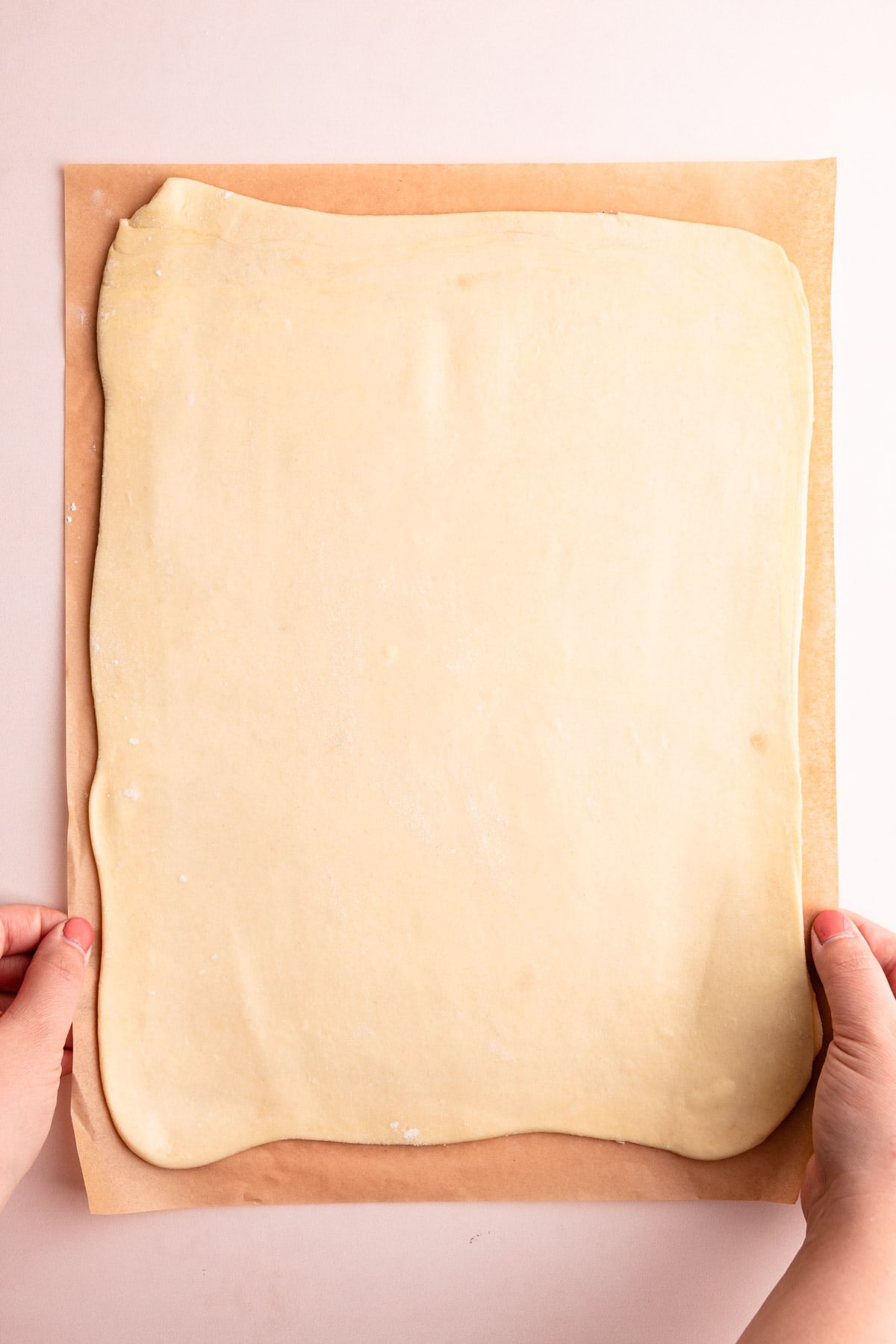 A sheet of rolled out puff pastry.