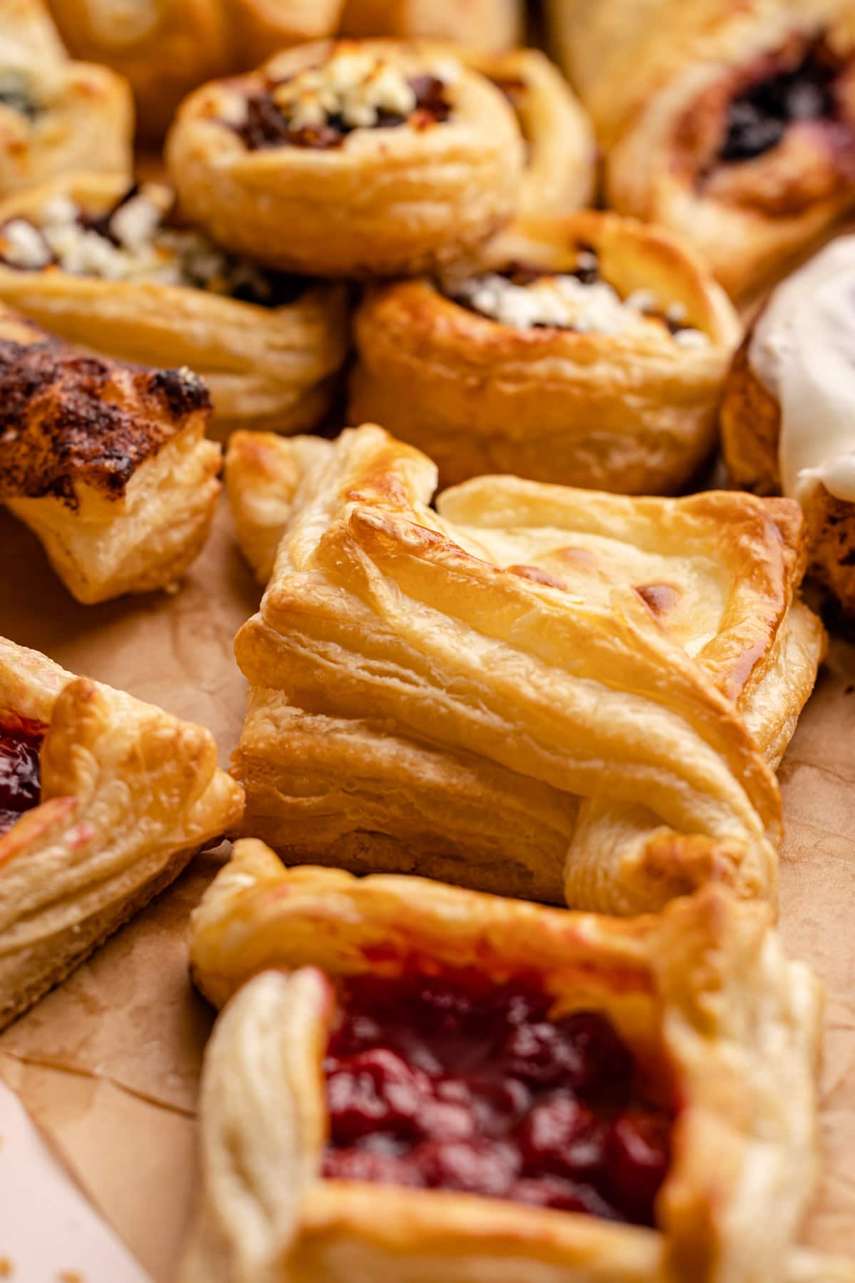 Baked pastries made with homemade puff pastry.