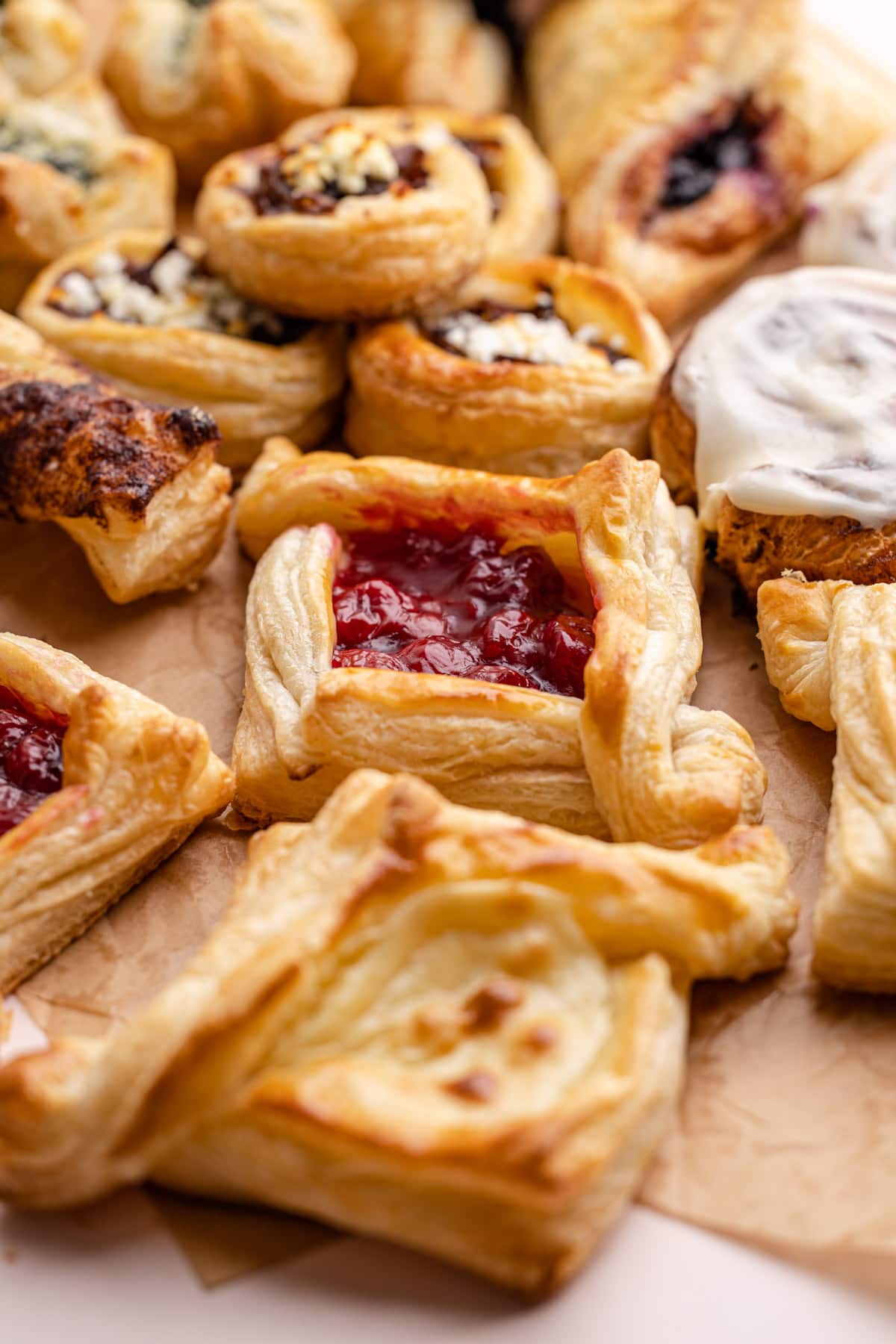 Baked pastries made with homemade puff pastry.