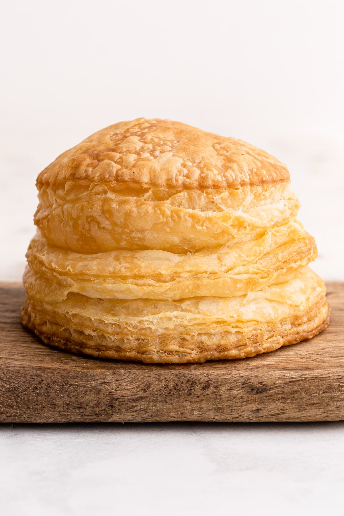 Flaky and crisp puff pastry.