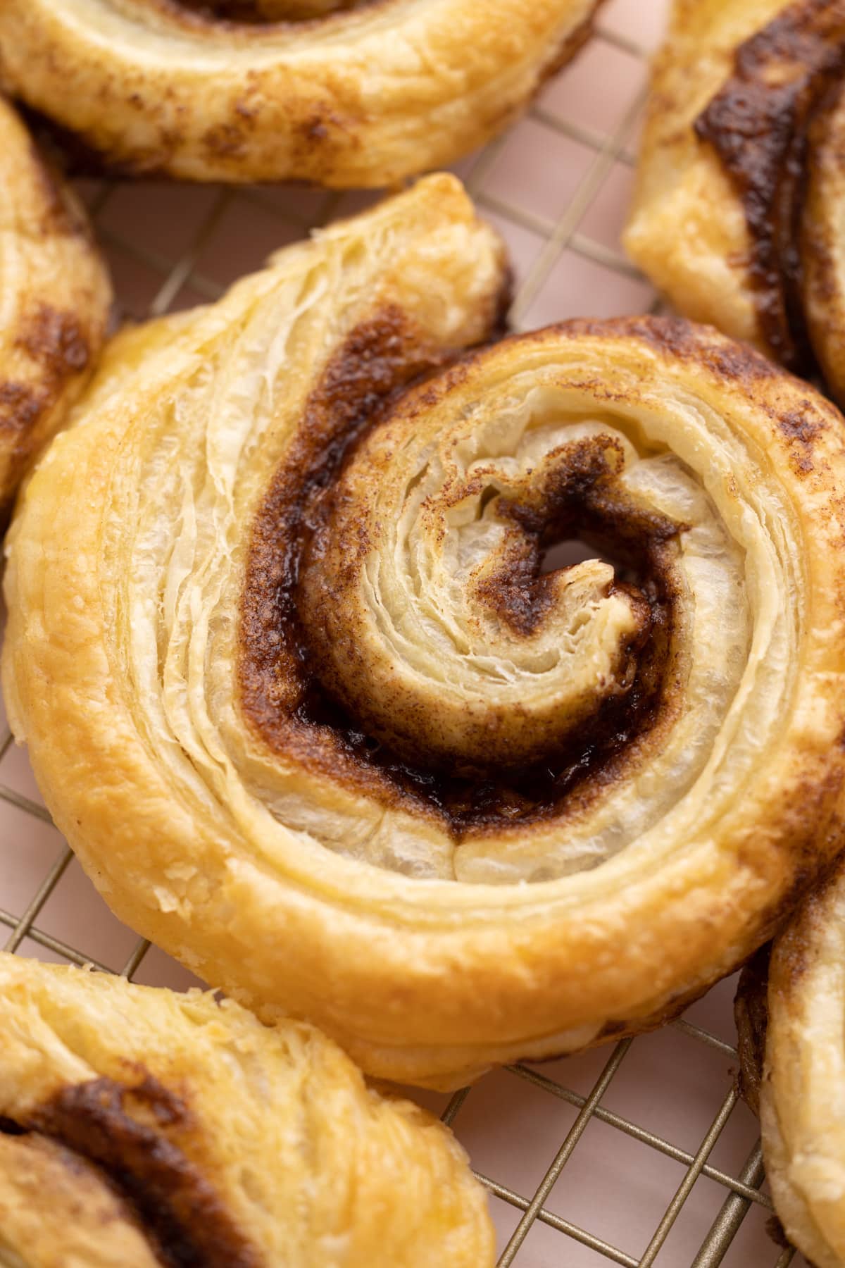 Rough puff pastry used in a cinnamon roll.