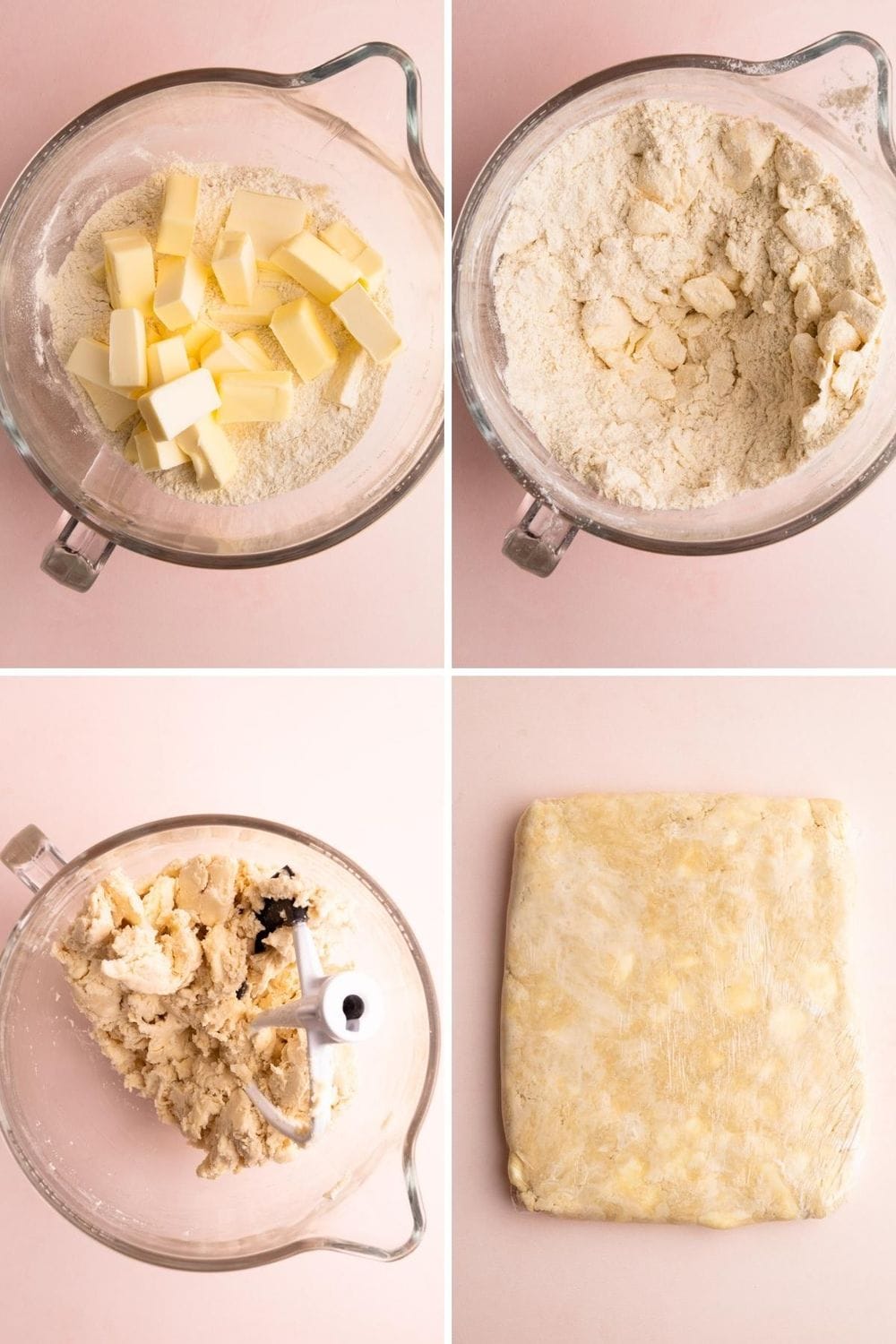 Rough puff being made in a glass mixing bowl.