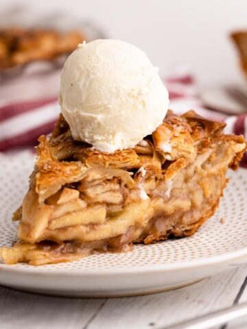 Apple Pie with a scoop of ice cream on it.