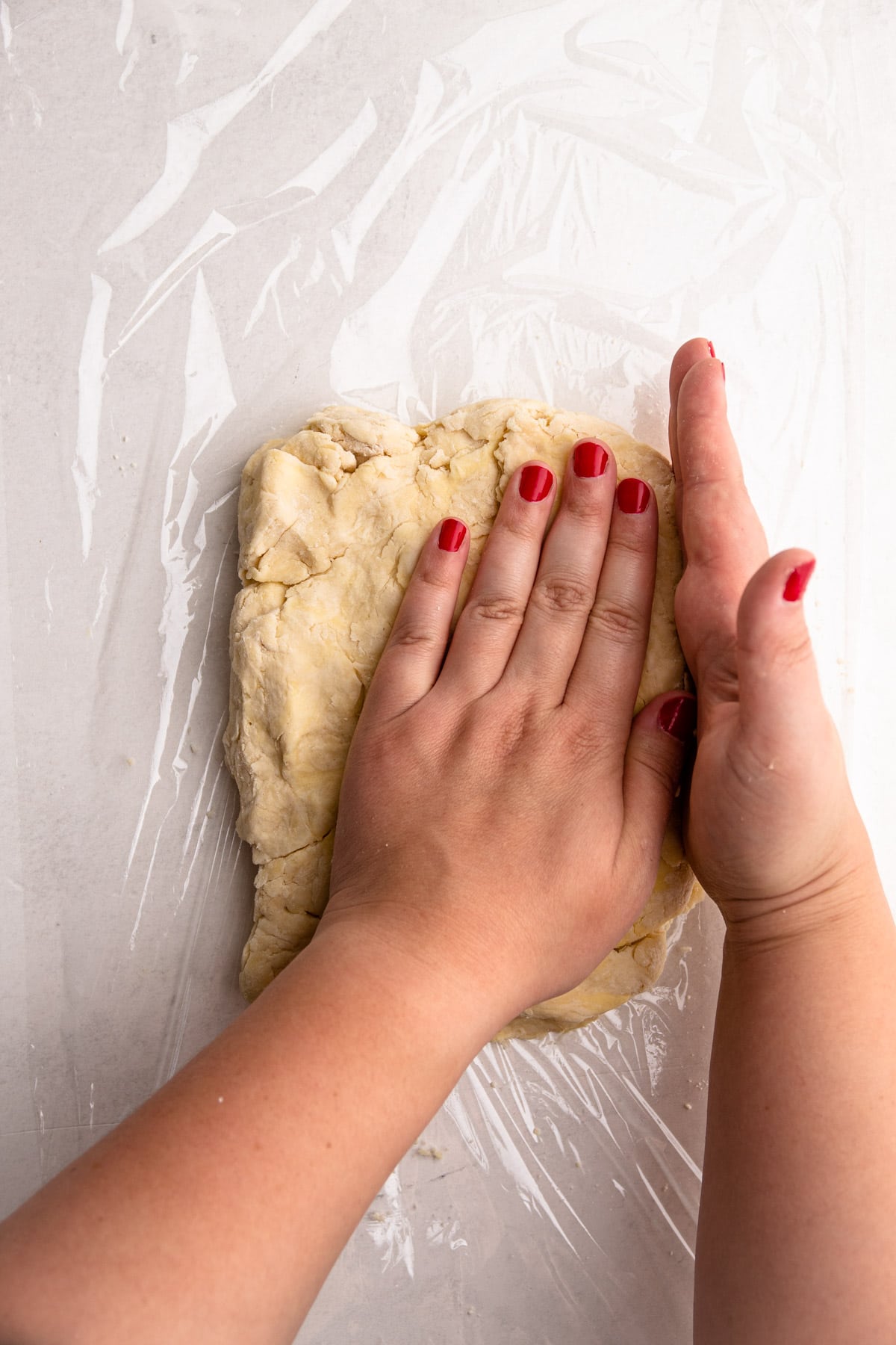 Shaping flaky pie crust.