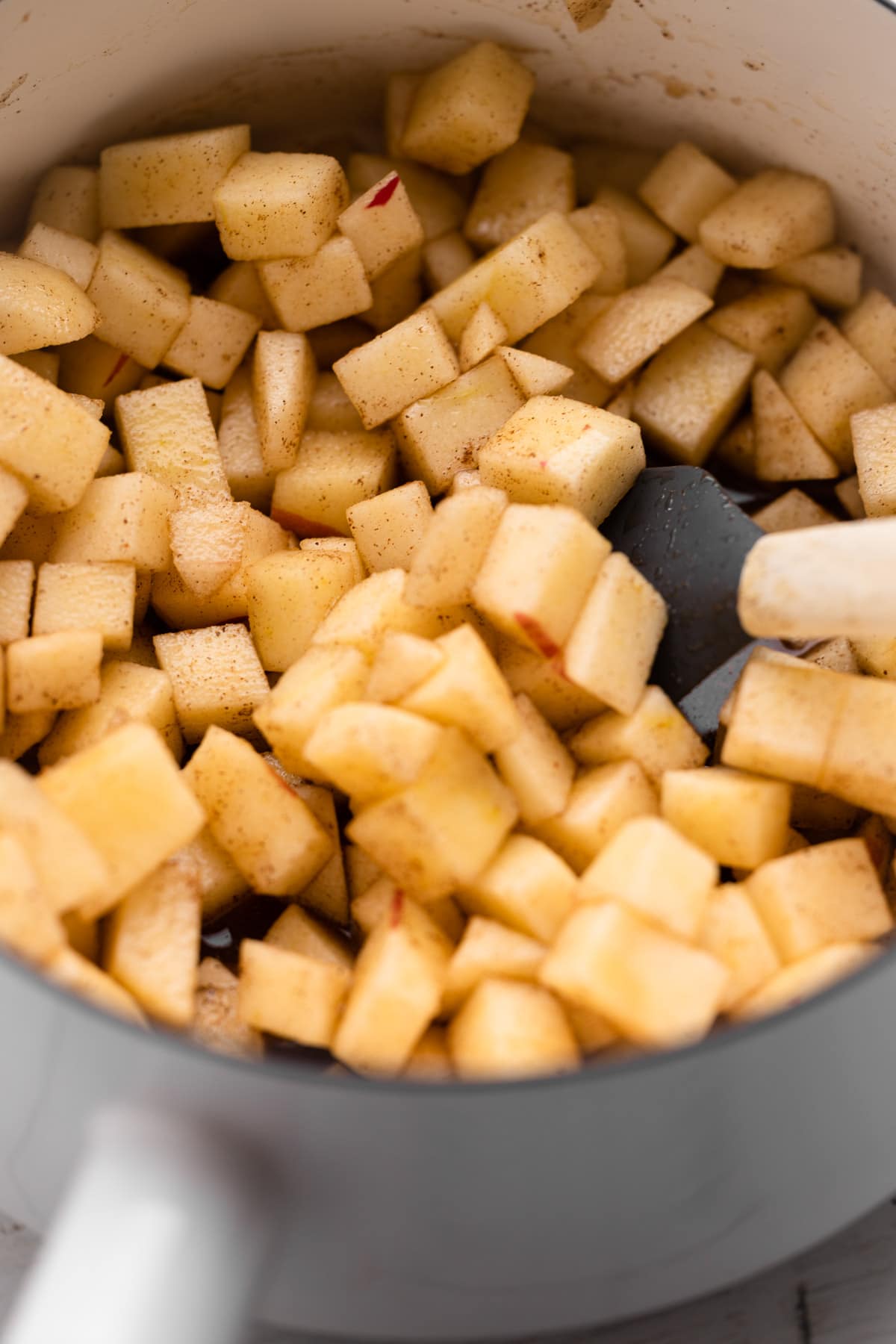 Uncooked apples for apple turnovers.