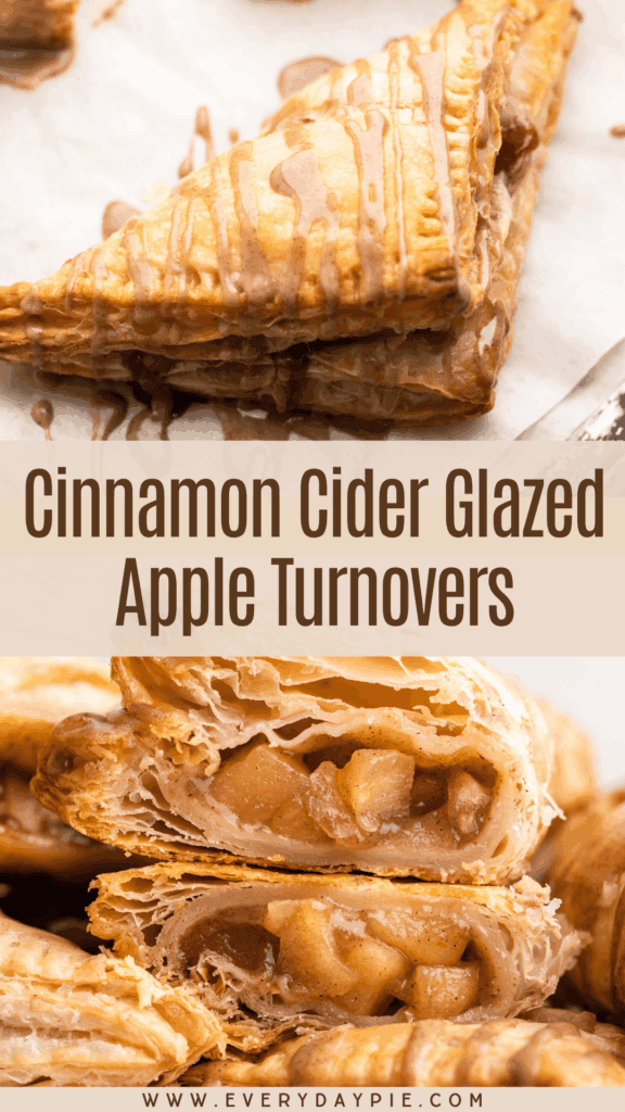 Baked apple turnovers glazed with cinnamon cider.