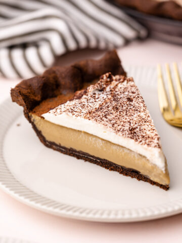 A slice of coffee custard pie.