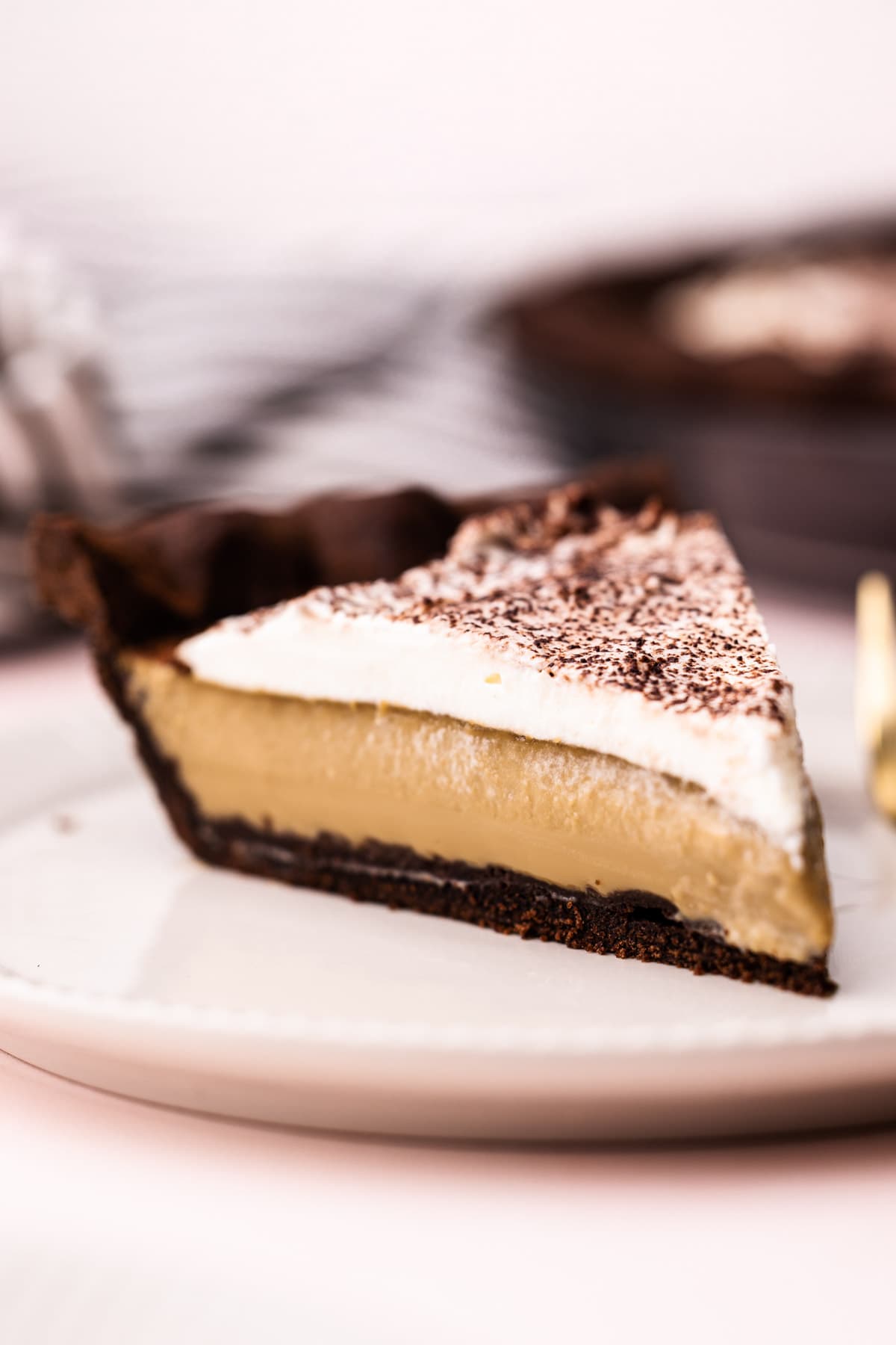 A slice of coffee custard pie.