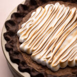 A hot chocolate pie with marshmallow topping.