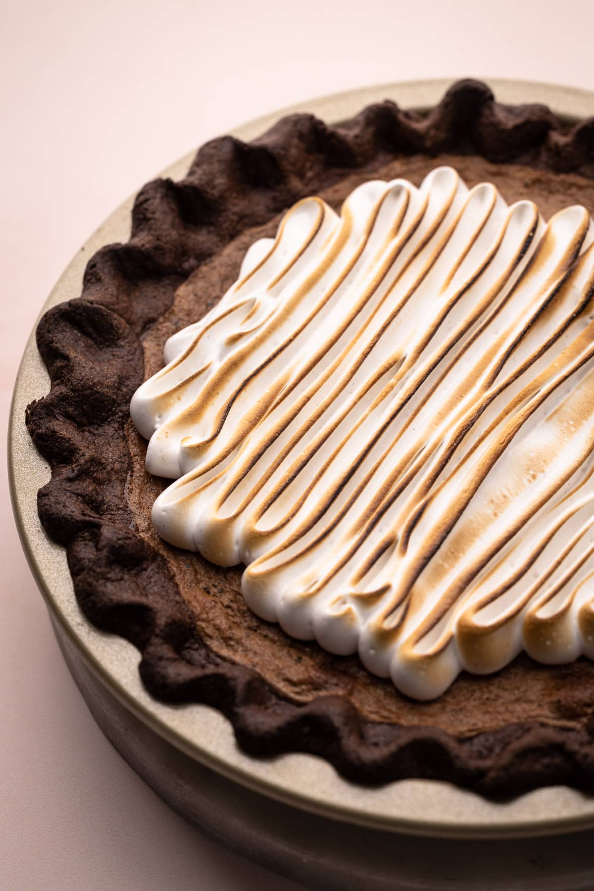 A hot chocolate pie with marshmallow topping.