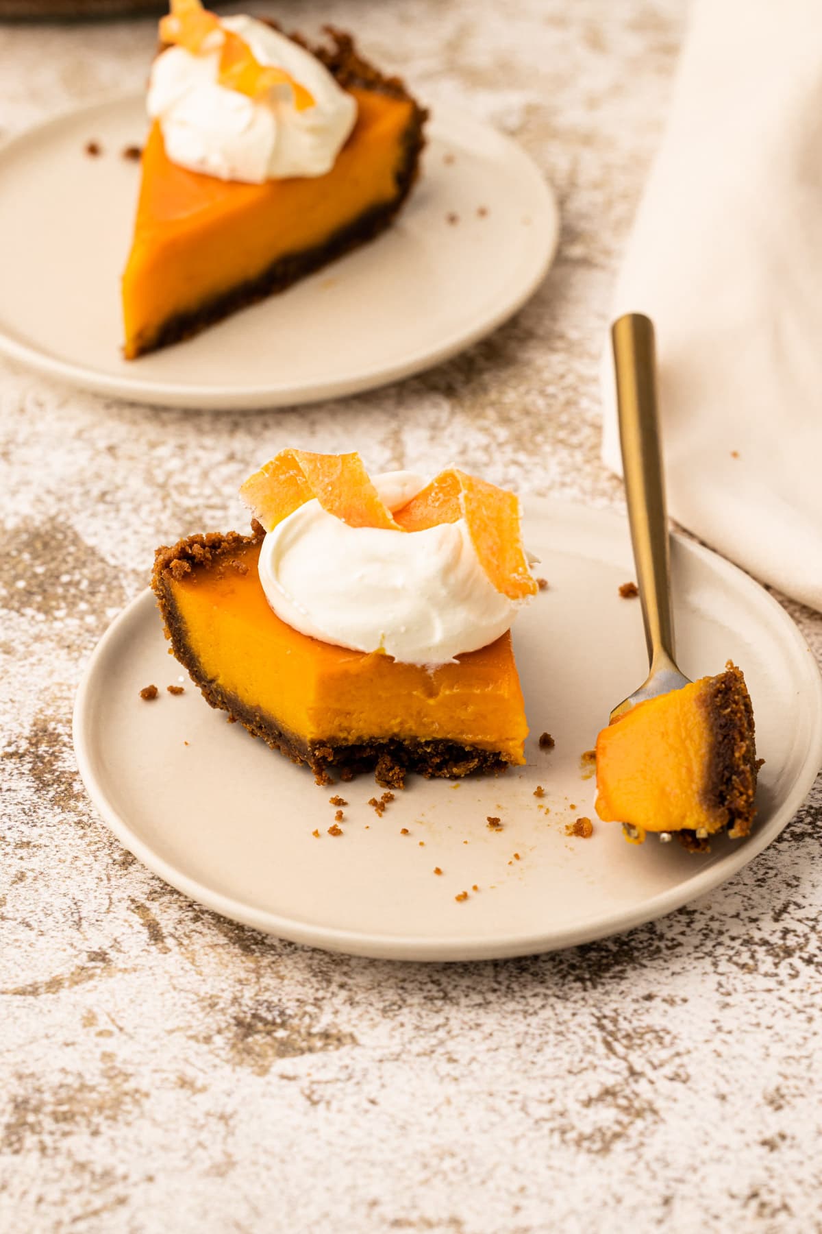 A slice of carrot pie.