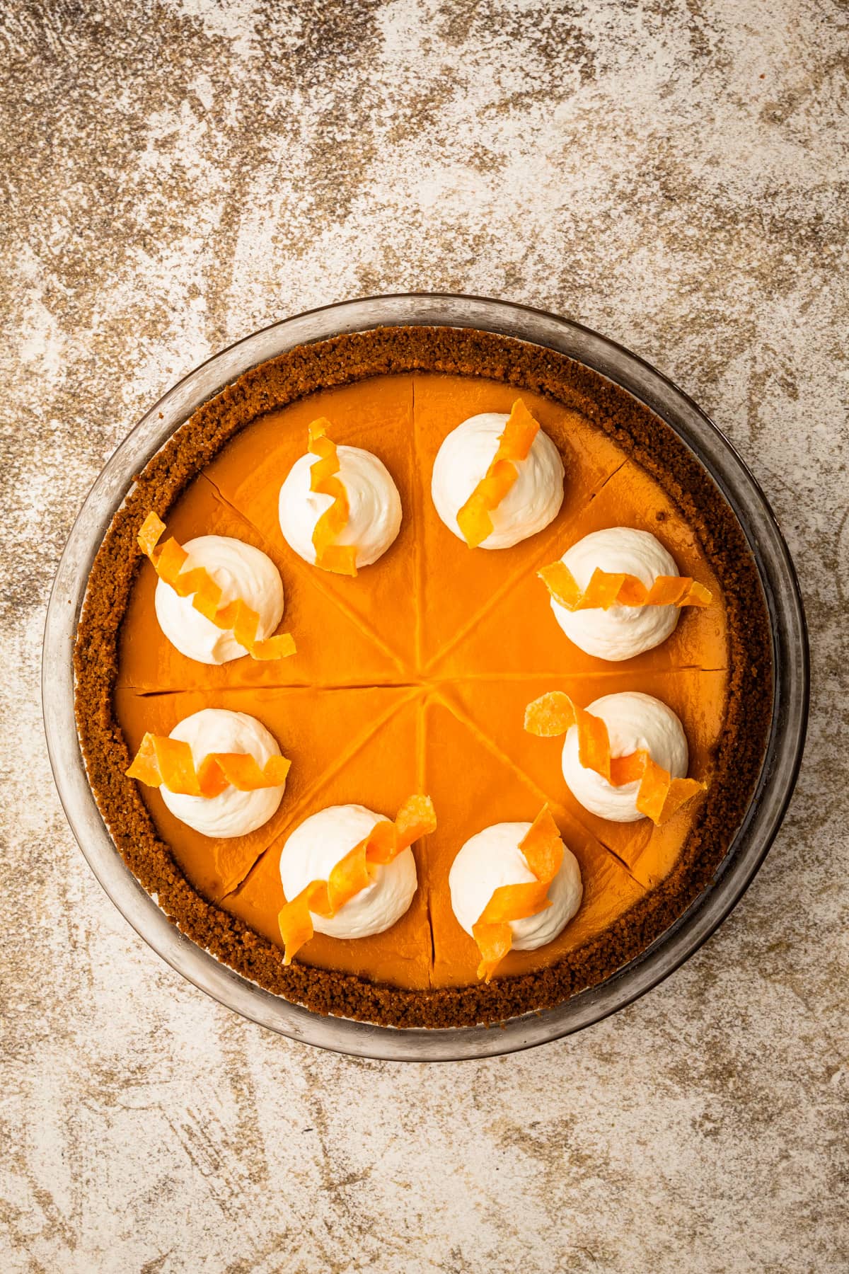 A carrot pie with honey in a biscoff cookie crust.