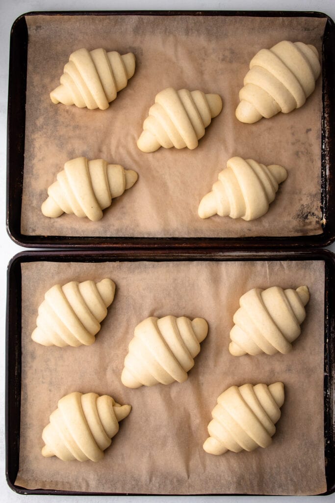 Proofed croissants.