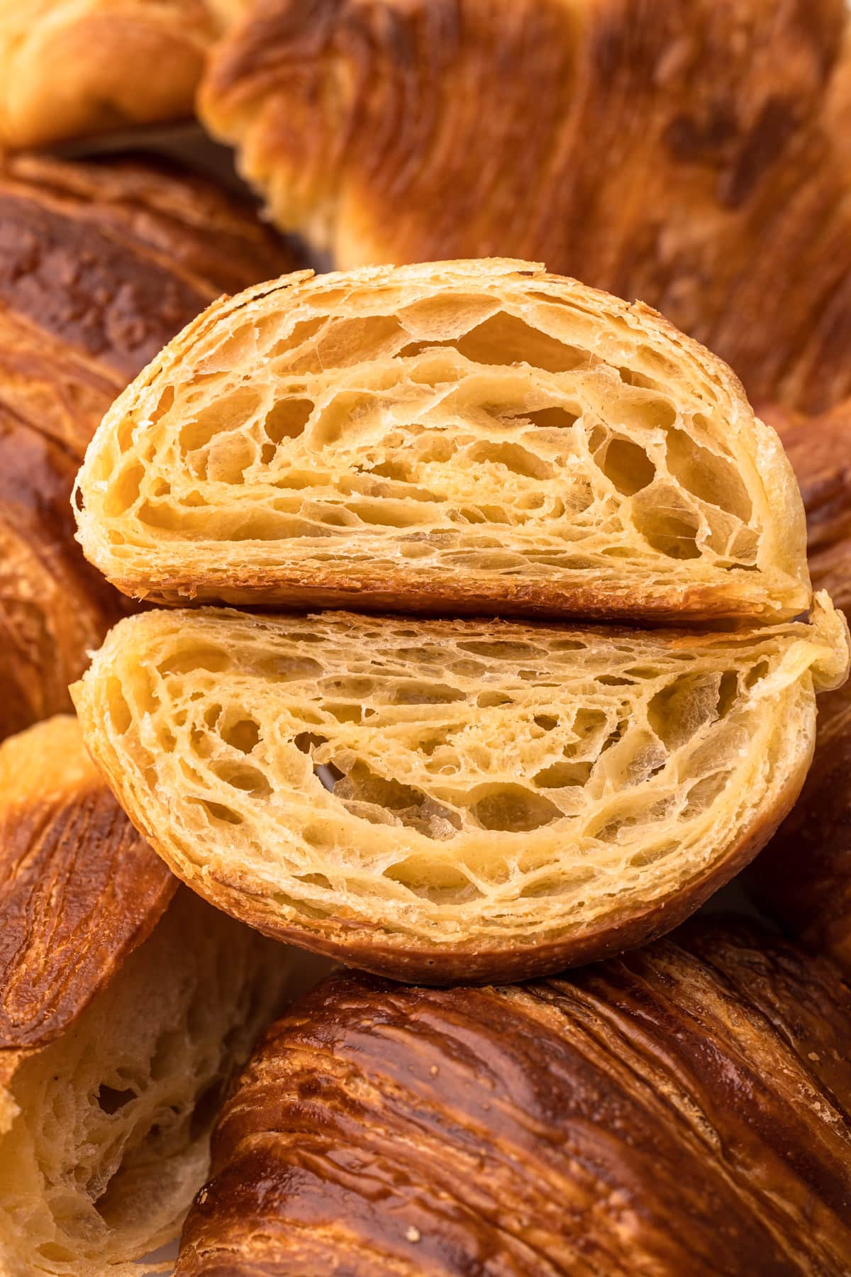 An interior of a home bake croissant.