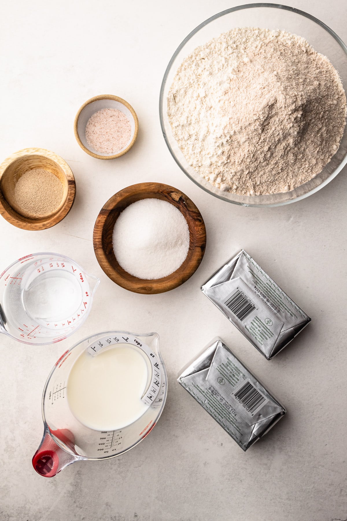 Ingredients for homemade croissants.